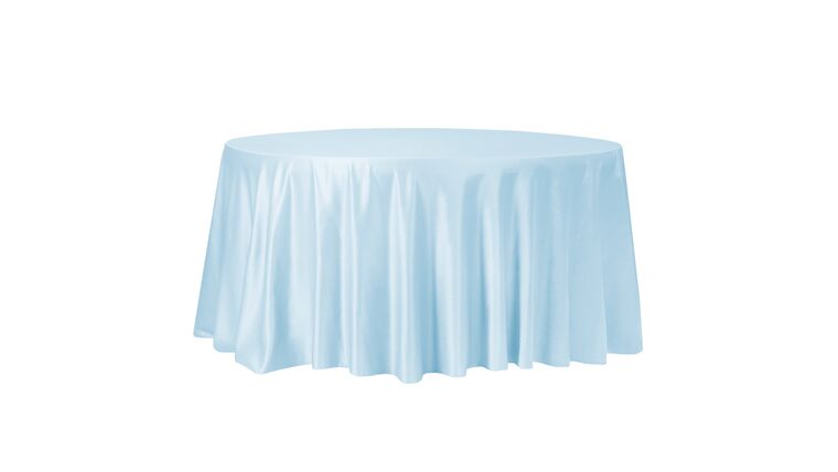 Lamour Satin 120″ Round Tablecloth – Baby Blue | Rental