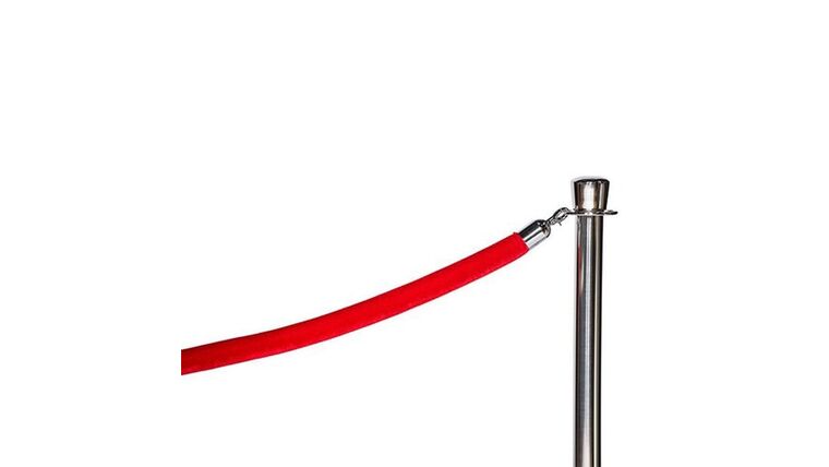 6′ x 1.5” Red Polyester Velour Stanchion Rope w/Chrome Snap Clasp | Rental