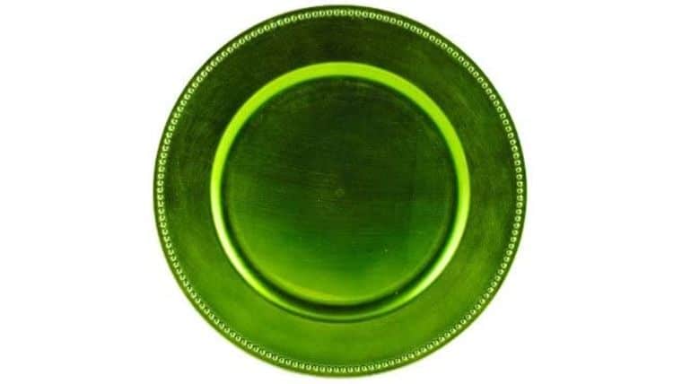 Beaded Acrylic Charger Plate – Lime Green | Rental