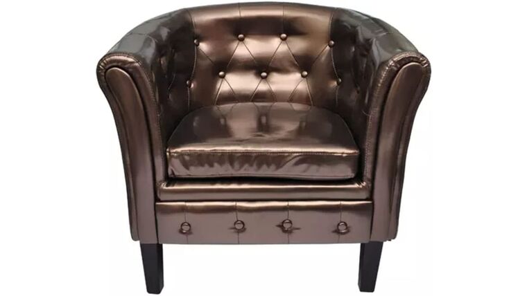 Club Chair – vidaXL Brown Artificial Leather Tub/Barrel Design Club Chair w/Tufted Button Accents | Rental Club Chair – vidaXL Brown Artificial Leather Tub/Barrel Design Club Chair w/Tufted Button Accents | Rental