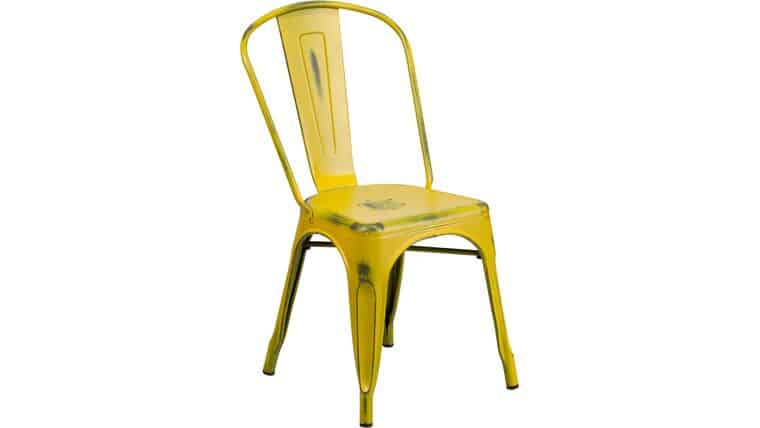 Bistro Chair – Distressed Yellow | Rental