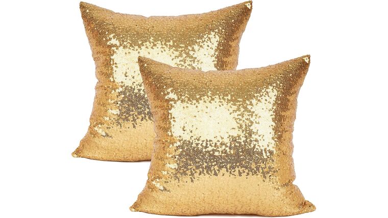 Sequin & Satin Pillow 18″ x 18″ – Gold | Rental