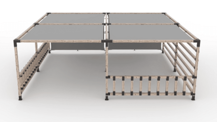 Package – 20′ x 20′ Munro Quad Pergola Kit With 4 Shade Sails For 4×4 Wood Posts | Rental