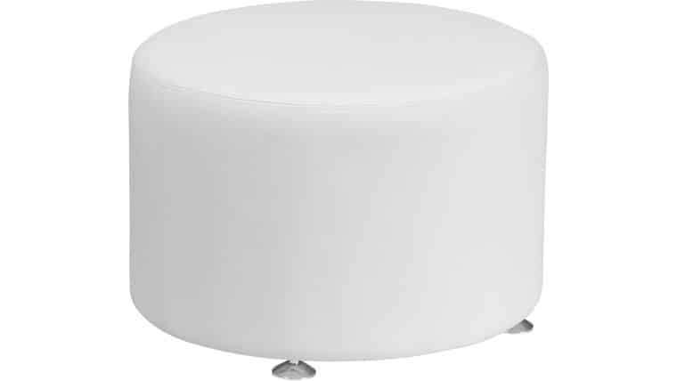 Alon White 24” Round Ottoman | Rental Alon White 24” Round Ottoman | Rental