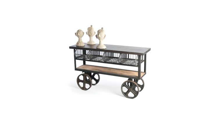 Black Metal Base with Steel Top Rolling Kitchen Cart (61.5-in x 19-in x 36-in) | Rental Black Metal Base with Steel Top Rolling Kitchen Cart (61.5-in x 19-in x 36-in) | Rental