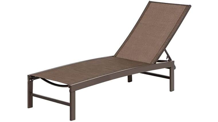 Aluminum Adjustable Chaise Lounge Chair Outdoor Five-Position Recliner, Curved Design – Brown | Rental