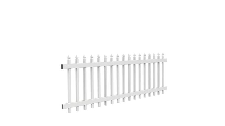 7.63′ x 2.83′ White Gothic Picket Vinyl Fence Panel | Rental