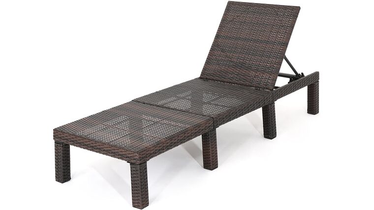 Outdoor Wicker Chaise Lounge without Cushion, Multibrown | Rental
