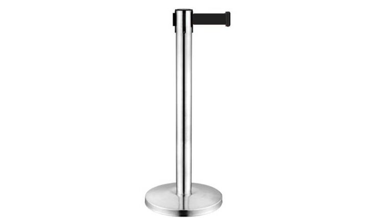 Chrome Stanchion Pole w/Black Retractable Belt Kit | Rental Chrome Stanchion Pole w/Black Retractable Belt Kit | Rental