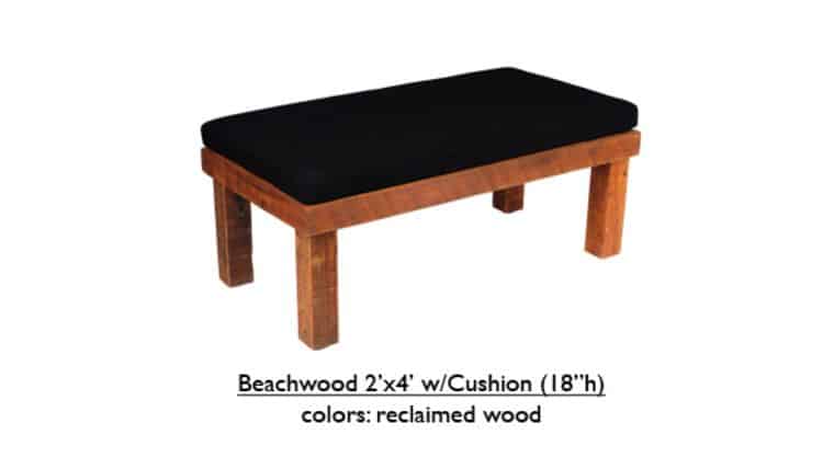 Black Beechwood Bench w/Cushion | Rental