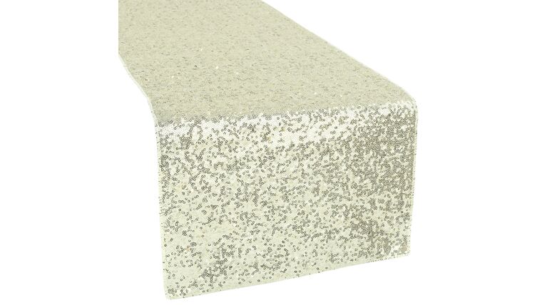 Glitz Sequin Table Runner – Ivory | Rental