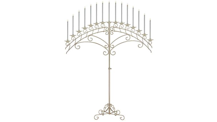 15-Light Fan Floor Candelabra – Gold Leaf | Rental