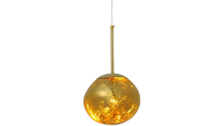 Modern Pendant Light Creative Single Light 12" Hanging Lamp with Melt Glass Shad - Gold | Rental