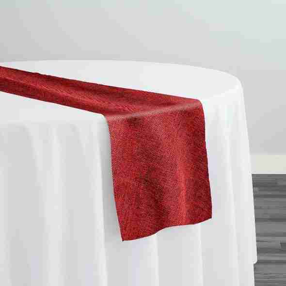 Imitation Burlap Table Runner in Cranberry | Rental Imitation Burlap Table Runner in Cranberry | Rental