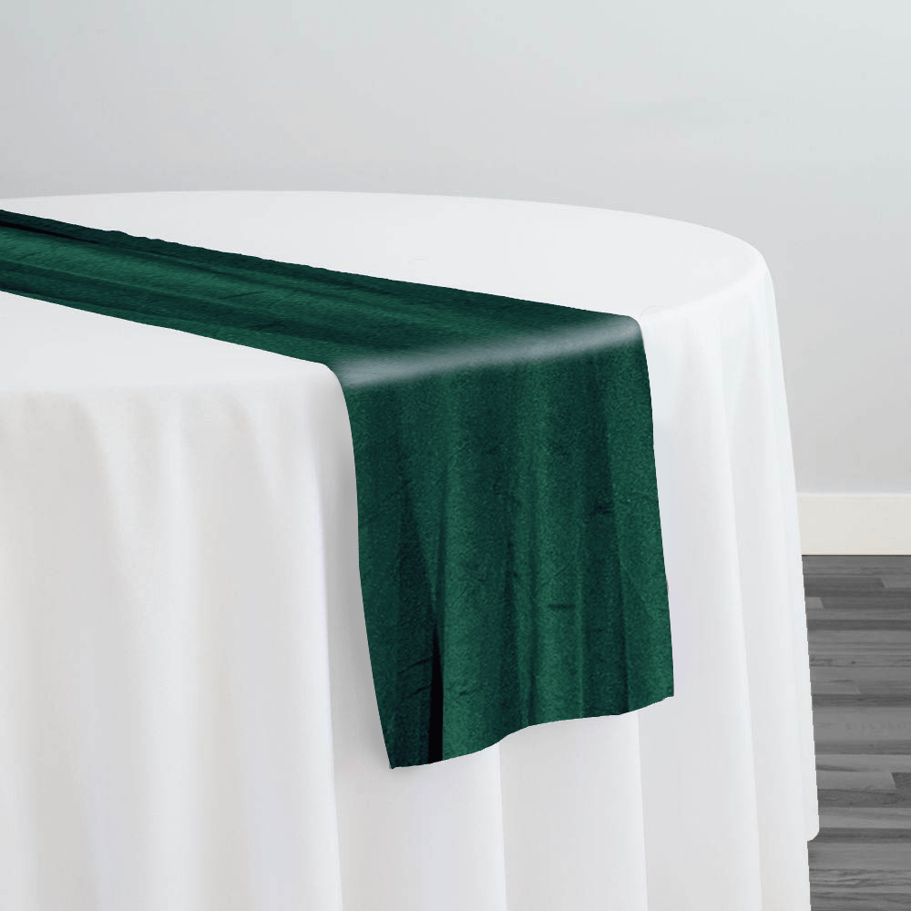 Luxury Plush Velvet Table Runner in Hunter Green | Rental Luxury Plush Velvet Table Runner in Hunter Green | Rental