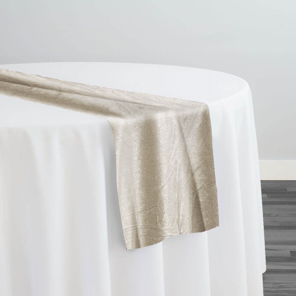 Luxury Plush Velvet Table Runner in Ivory | Rental Luxury Plush Velvet Table Runner in Ivory | Rental