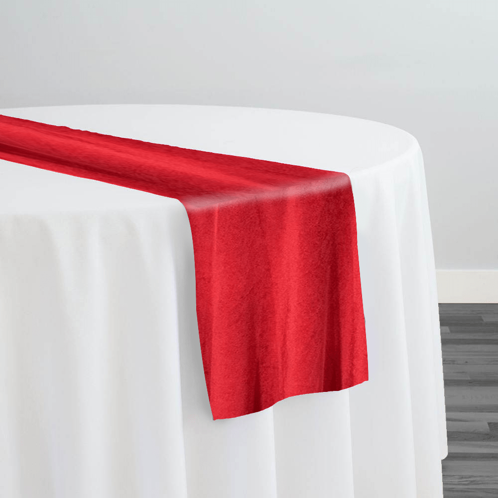Luxury Plush Velvet Table Runner in Red | Rental Luxury Plush Velvet Table Runner in Red | Rental