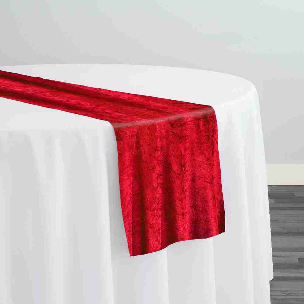Panne (Crush) Velvet Table Runner in Red | Rental Panne (Crush) Velvet Table Runner in Red | Rental