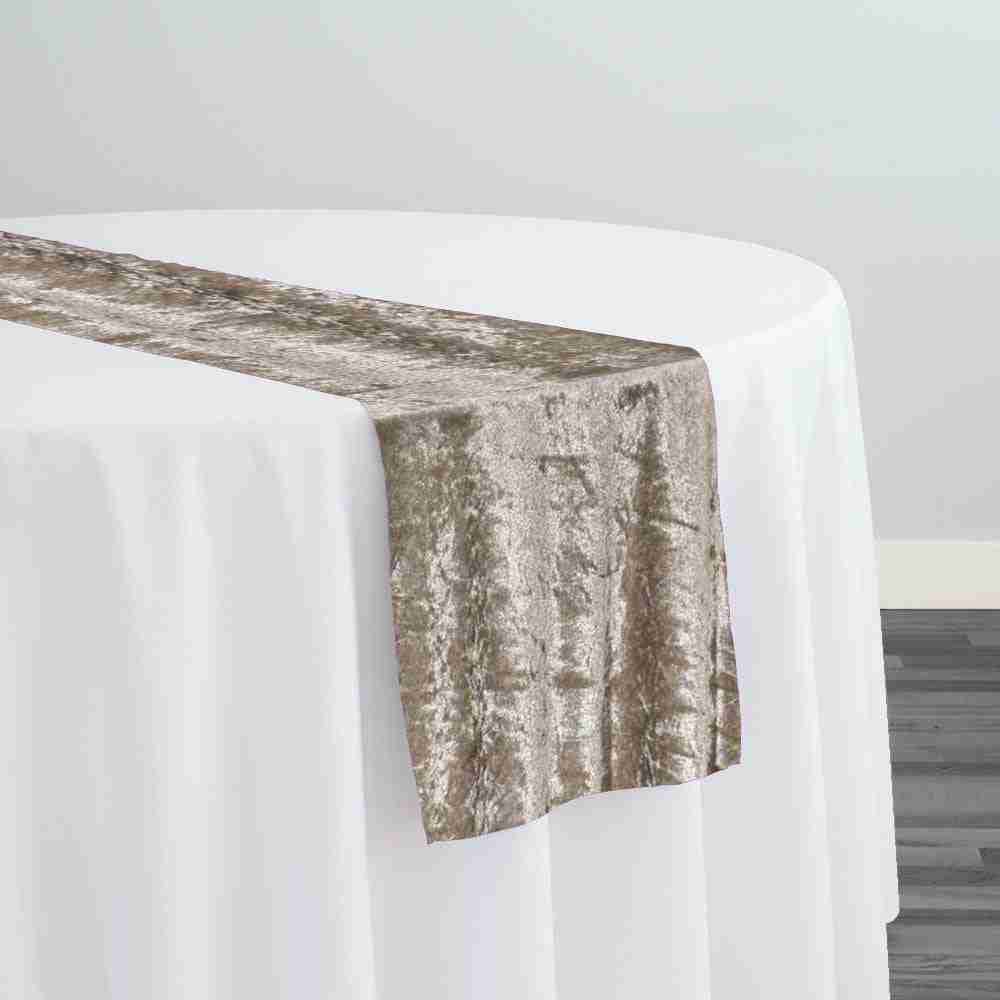 Panne (Crush) Velvet Table Runner in Taupe | Rental Panne (Crush) Velvet Table Runner in Taupe | Rental