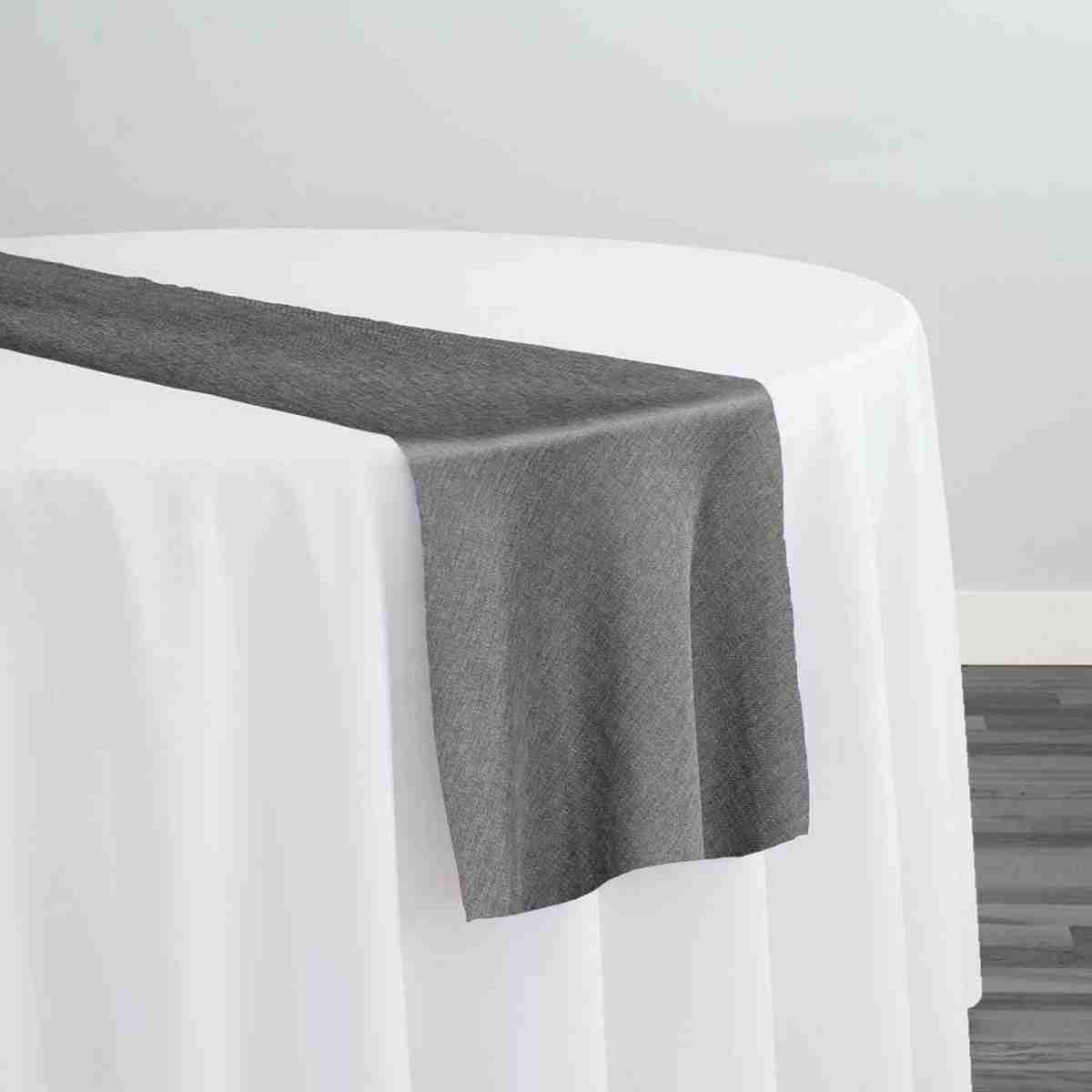 Rustic Linen Table Runner in Dark Grey | Rental