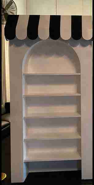 3D Black & White Awning White Arch With Shelves | Rental 3D Black & White Awning White Arch With Shelves | Rental