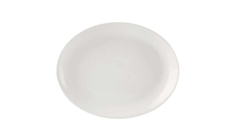 13″ x 8 1/2″ Narrow Rim Oval Melamine Platter (White) | Rental