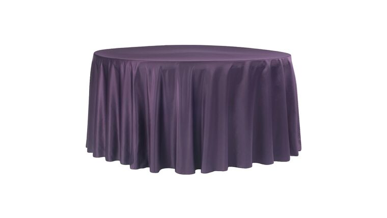 Lamour Satin 120″ Round Tablecloth – Eggplant/Plum | Rental