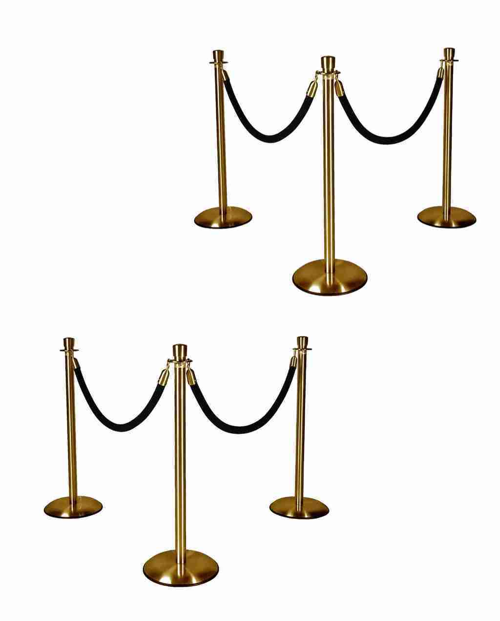 Gold Stanchions w/ Black Ropes | Rental
