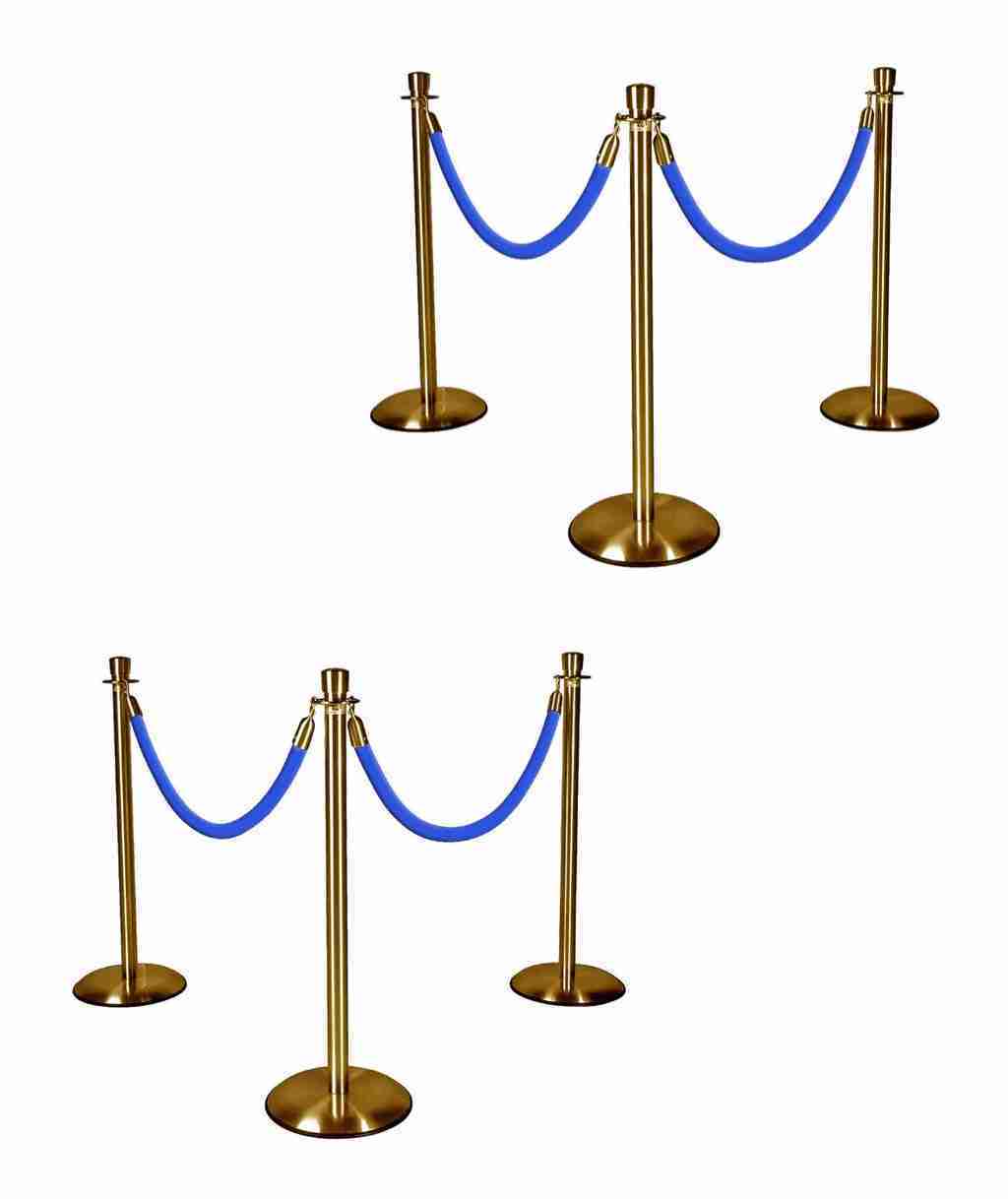 Gold Stanchions w/ Royal Blue Ropes | Rental