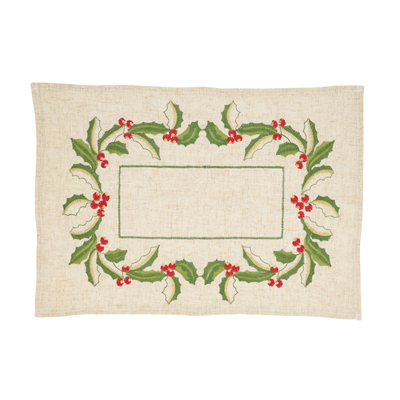 QX653 Embroidered Holly Design Placemat | Rental
