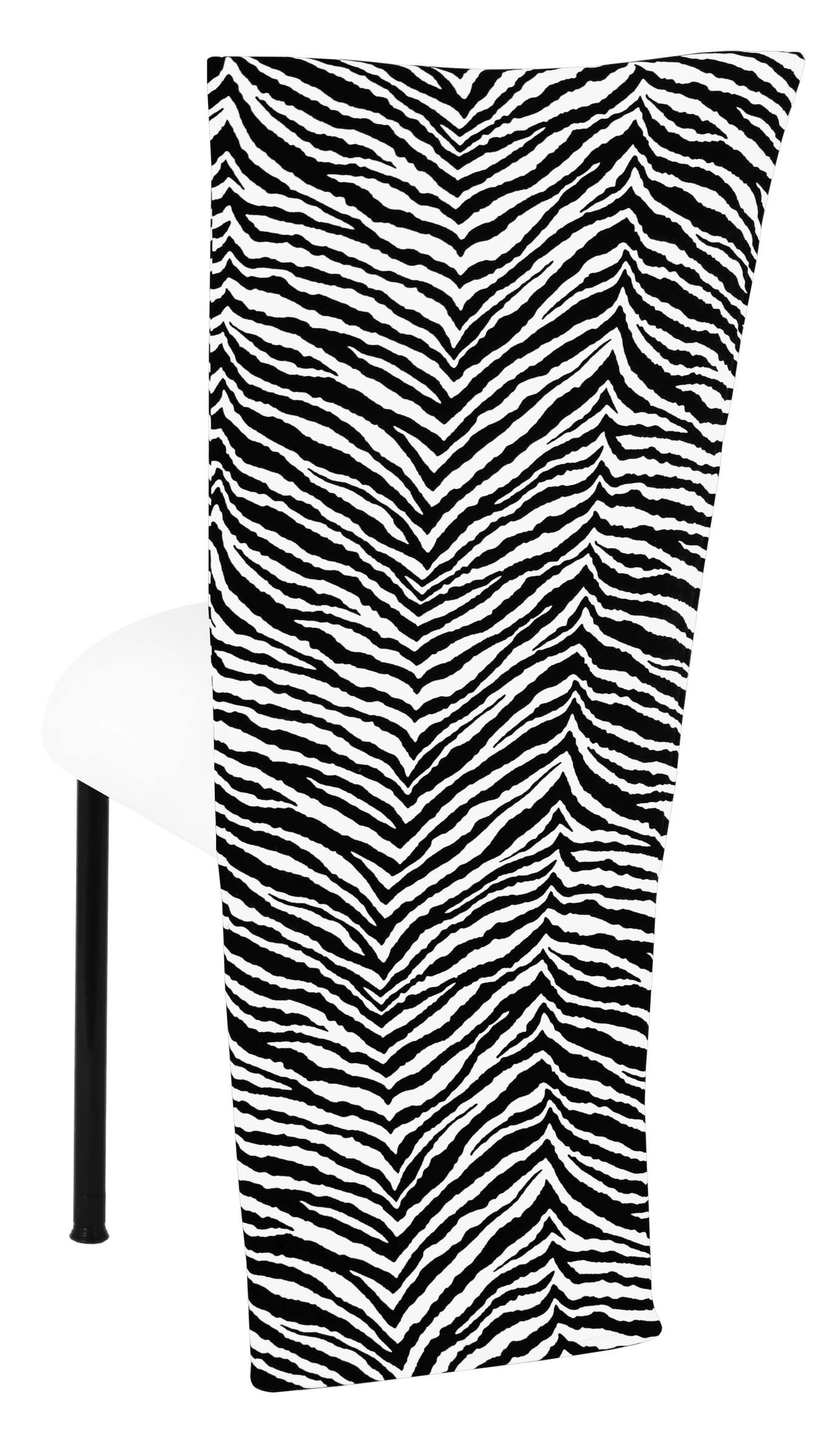 Black and White Zebra Jacket with White Suede Cushion on Black Legs – Chameleon Chair Collection | Rental Black and White Zebra Jacket with White Suede Cushion on Black Legs – Chameleon Chair Collection | Rental