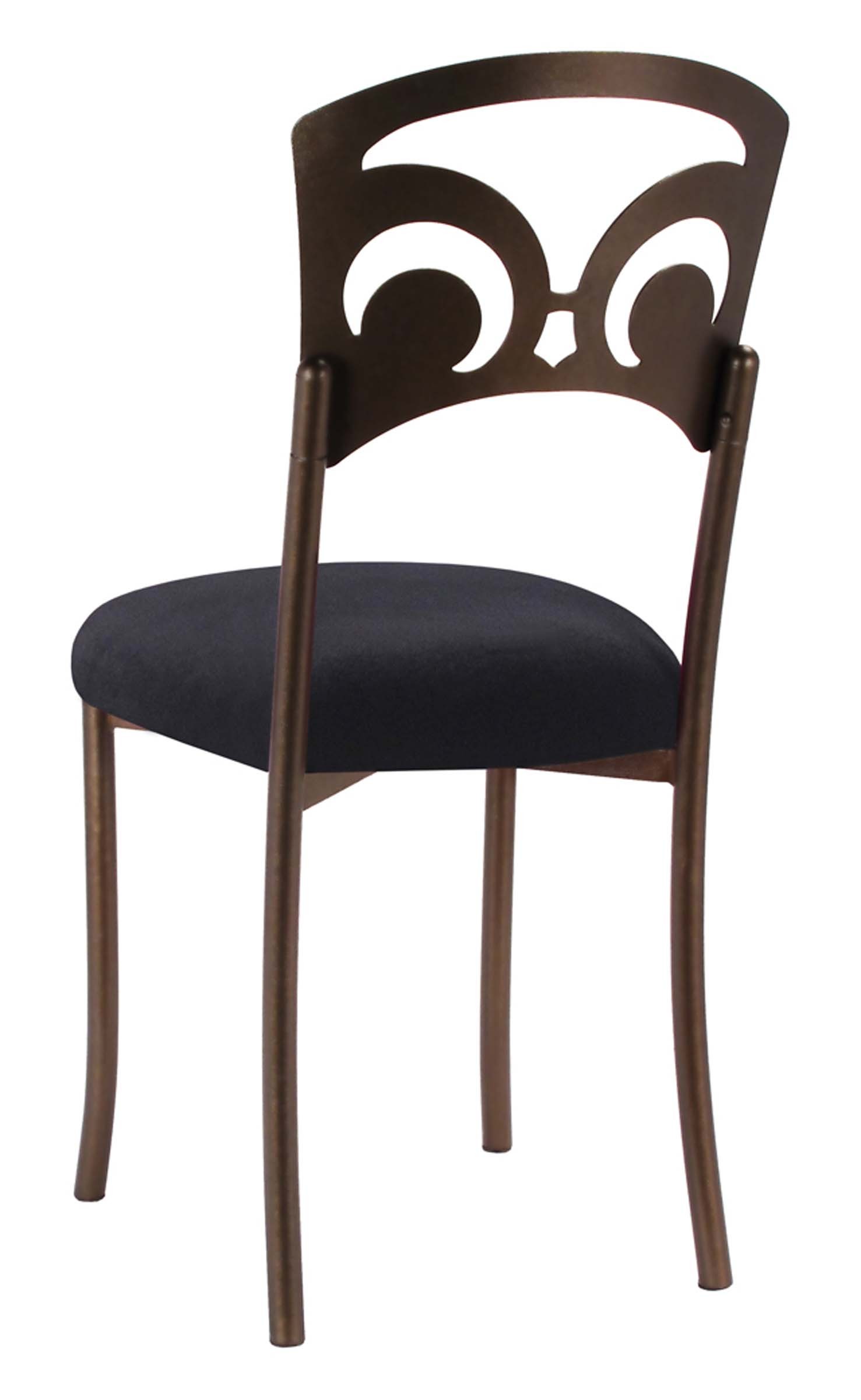 Bronze Fleur de Lis with Black Velvet Cushion – Chameleon Chair Collection | Rental