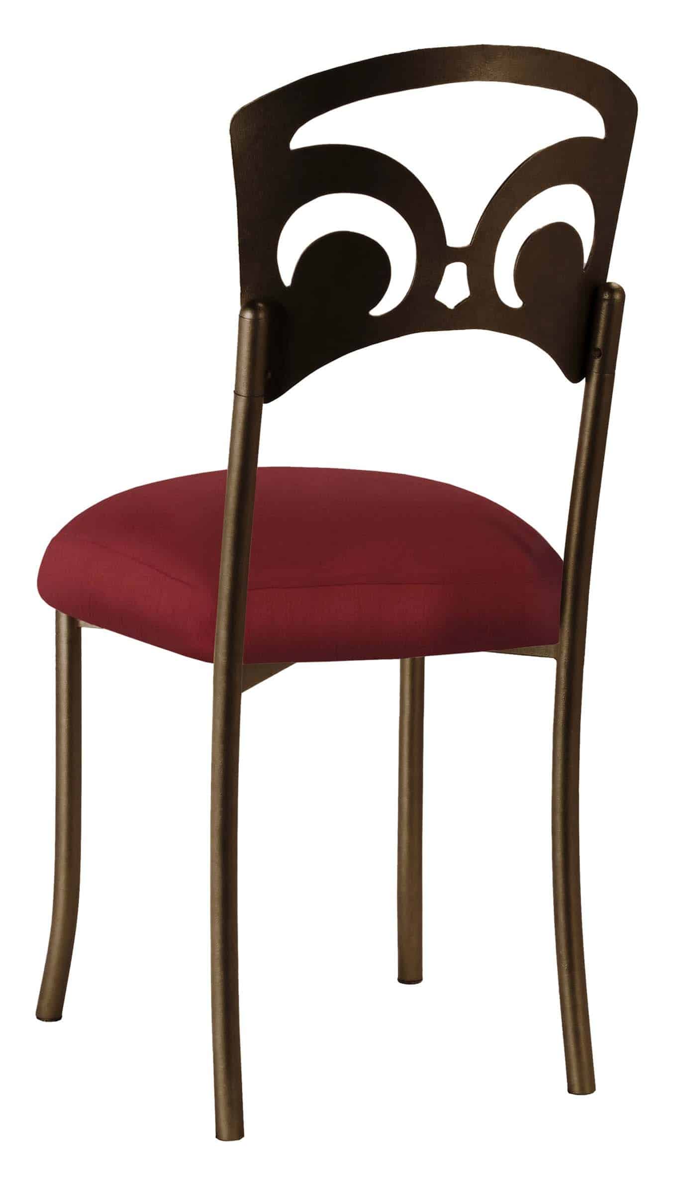 Bronze Fleur de Lis with Burnt Red Dupioni Boxed Cushion – Chameleon Chair Collection | Rental Bronze Fleur de Lis with Burnt Red Dupioni Boxed Cushion – Chameleon Chair Collection | Rental