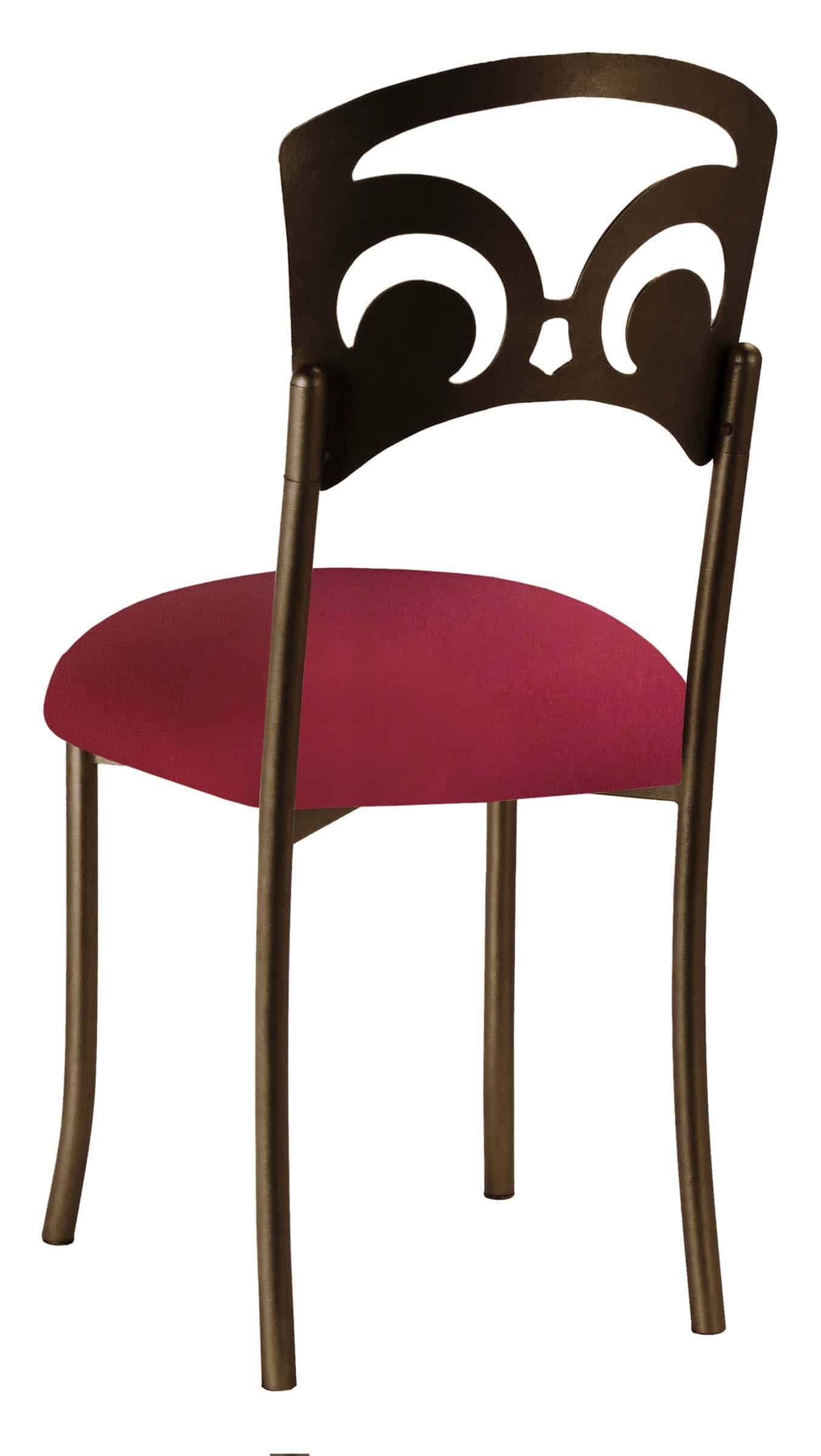 Bronze Fleur de Lis with Cranberry Stretch Knit Cushion – Chameleon Chair Collection | Rental Bronze Fleur de Lis with Cranberry Stretch Knit Cushion – Chameleon Chair Collection | Rental