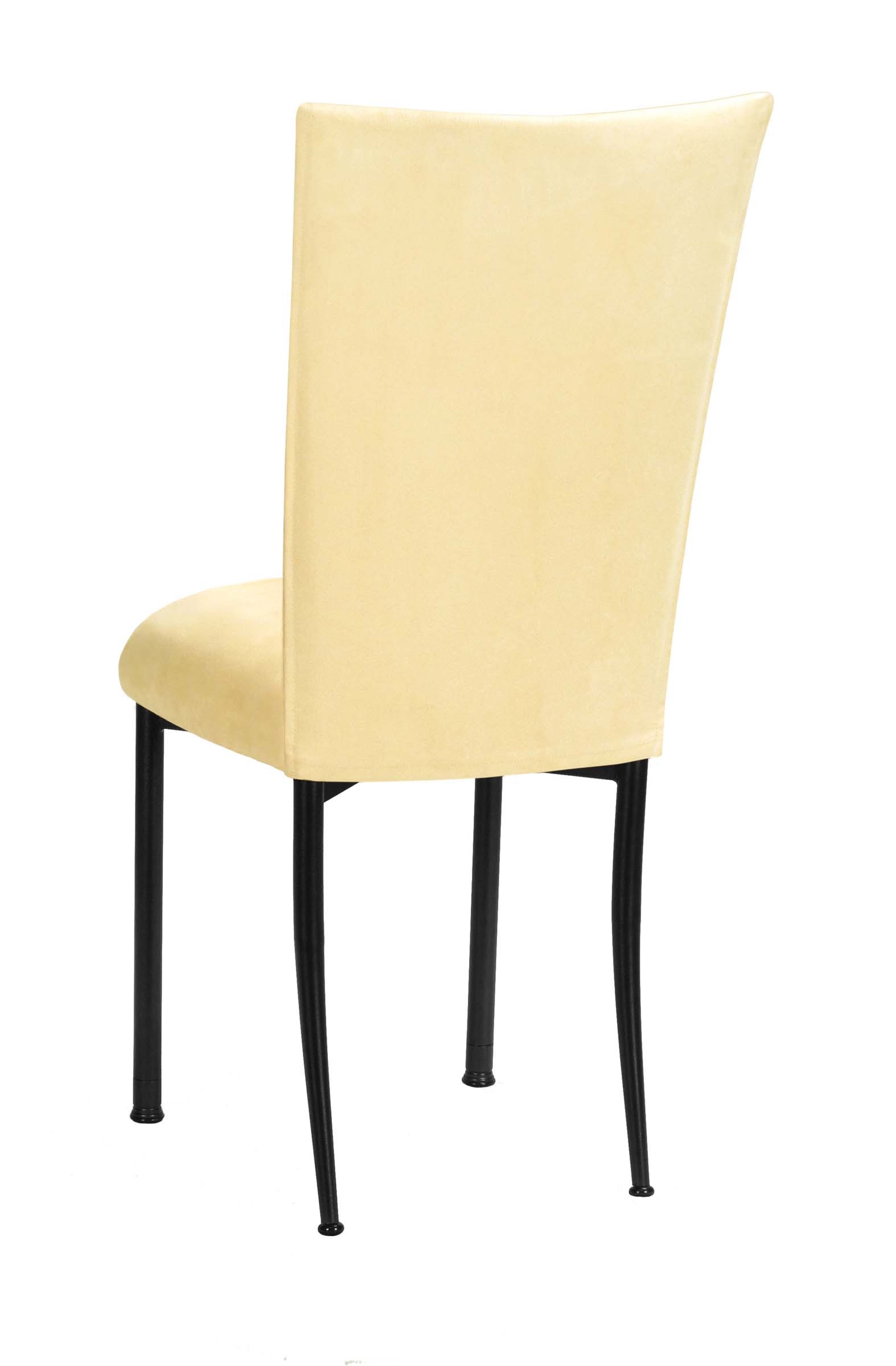 Buttercup Suede Chair Cover and Cushion on Black Legs – Chameleon Chair Collection | Rental Buttercup Suede Chair Cover and Cushion on Black Legs – Chameleon Chair Collection | Rental
