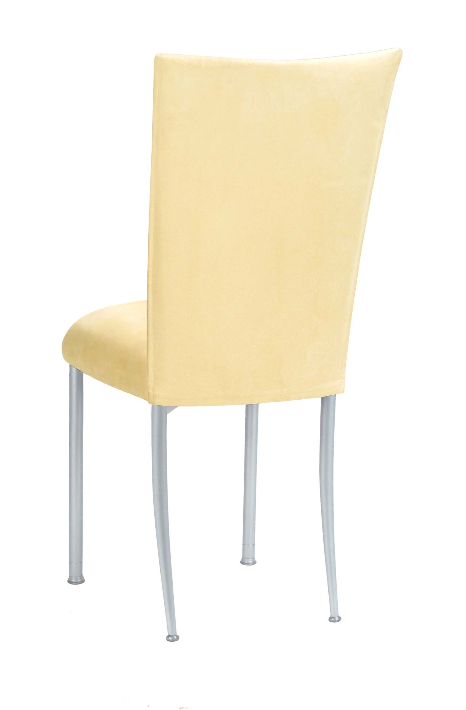 Buttercup Suede Chair Cover and Cushion on Silver Legs – Chameleon Chair Collection | Rental Buttercup Suede Chair Cover and Cushion on Silver Legs – Chameleon Chair Collection | Rental