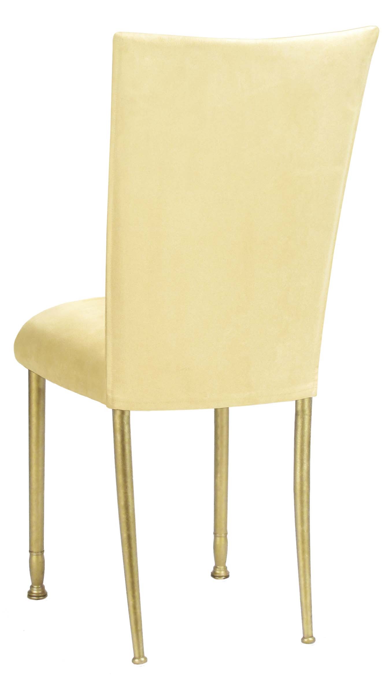 Buttercup Suede Chair Cover and Cushion with Gold Legs – Chameleon Chair Collection | Rental Buttercup Suede Chair Cover and Cushion with Gold Legs – Chameleon Chair Collection | Rental