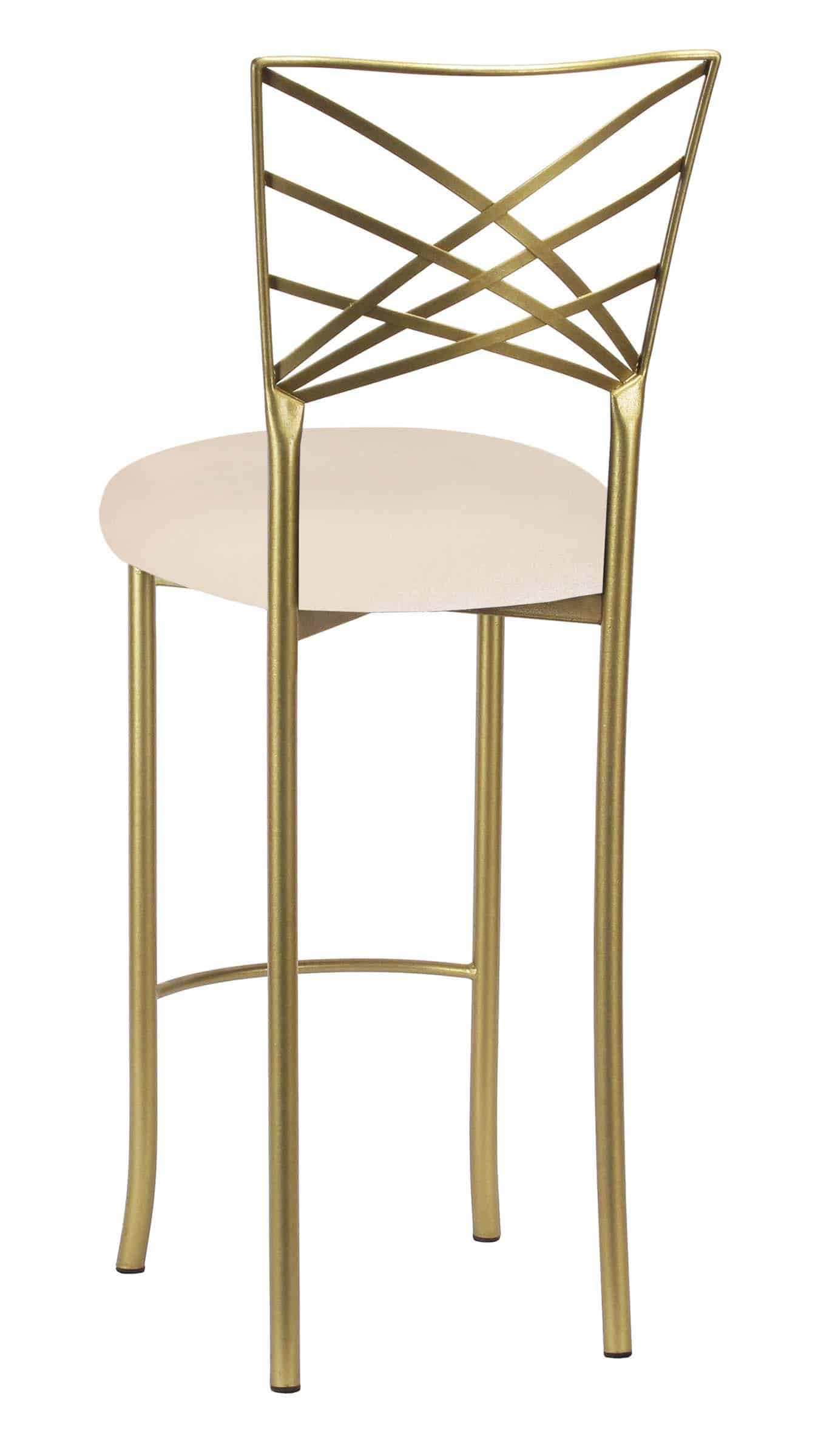 Gold Fanfare Barstool with Ivory Velvet Cushion – Chameleon Chair Collection | Rental Gold Fanfare Barstool with Ivory Velvet Cushion – Chameleon Chair Collection | Rental