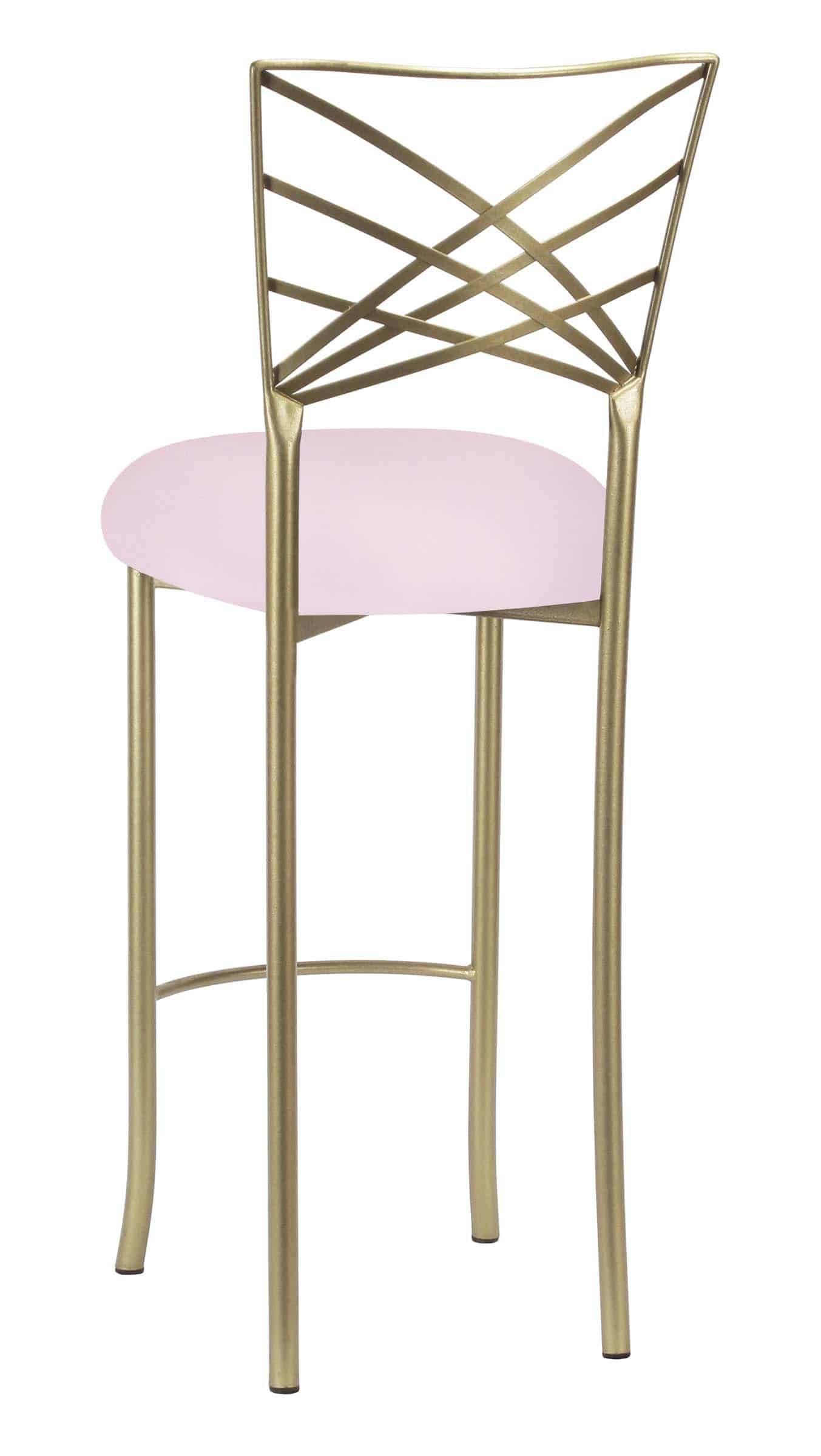 Gold Fanfare Barstool with Soft Pink Stretch Knit Cushion – Chameleon Chair Collection | Rental