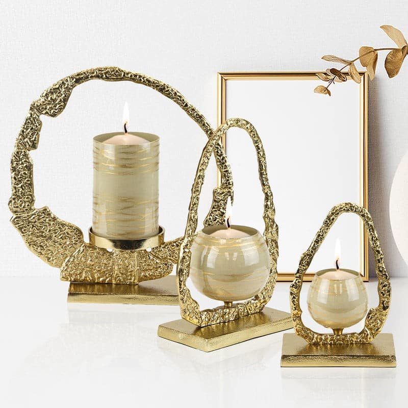 Gold Hurricane Candle Holders | Rental
