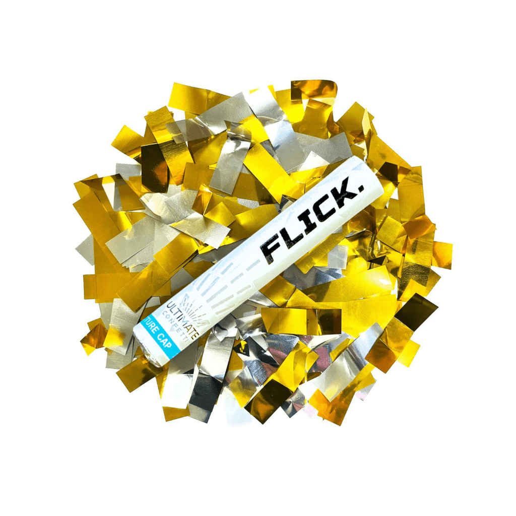 Gold & Silver – Metallic Confetti Flick Stick – 6″ (Pack of 8) | Rental