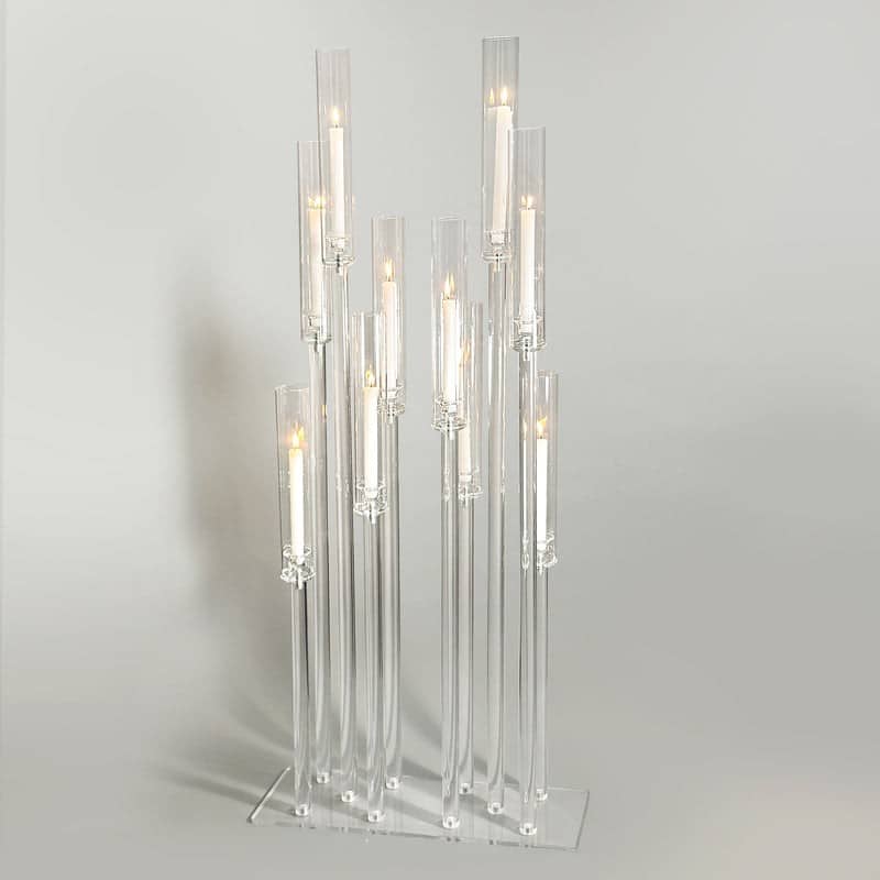 Grand Prism Acrylic Candelabra (Rectangular Base) | Rental