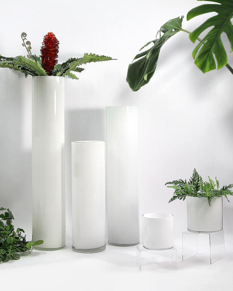 Premium Layered White Glass Cylinder Vase | Rental Premium Layered White Glass Cylinder Vase | Rental