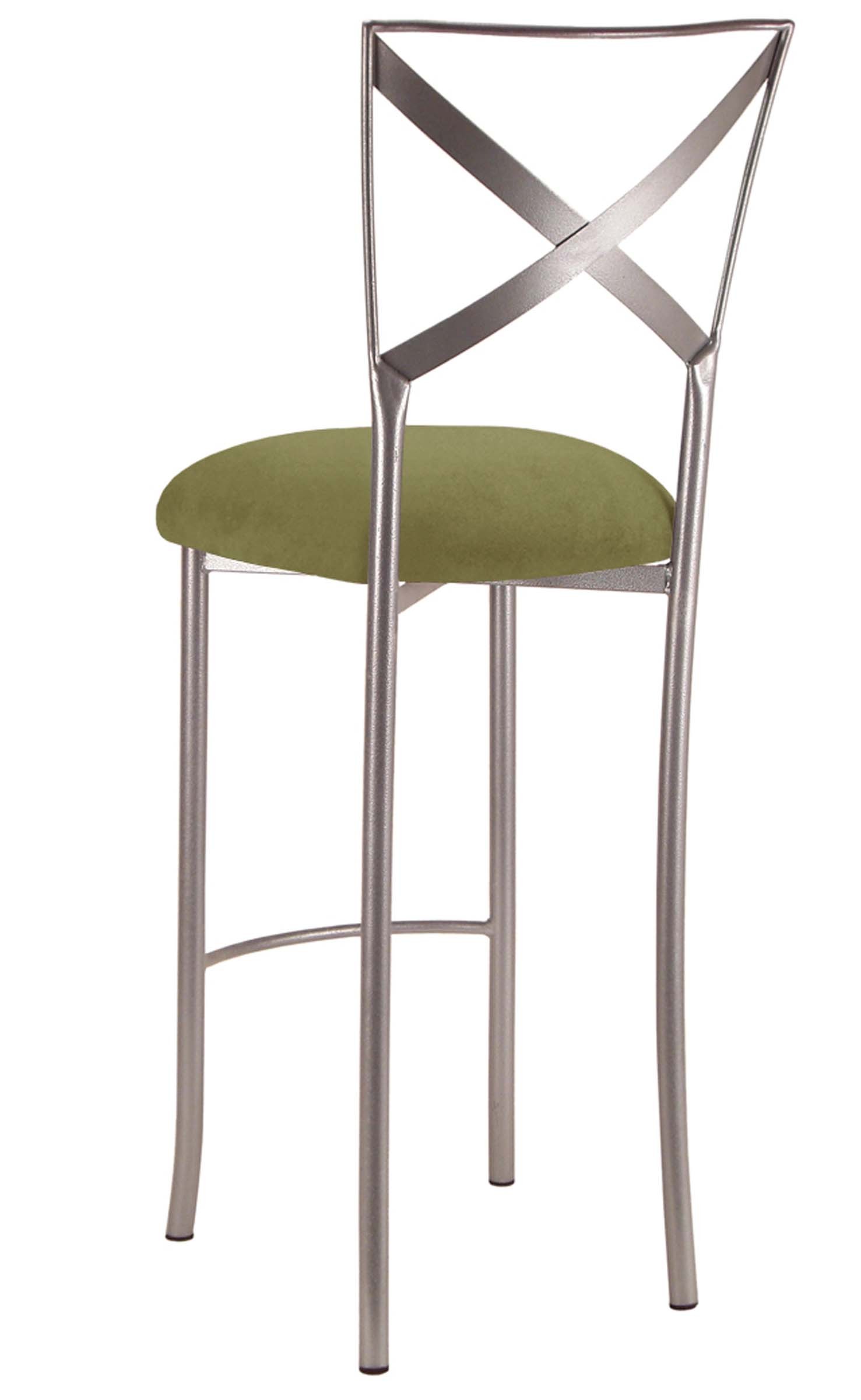 Simply X Barstool with Sage Suede Cushion – Chameleon Chair Collection | Rental