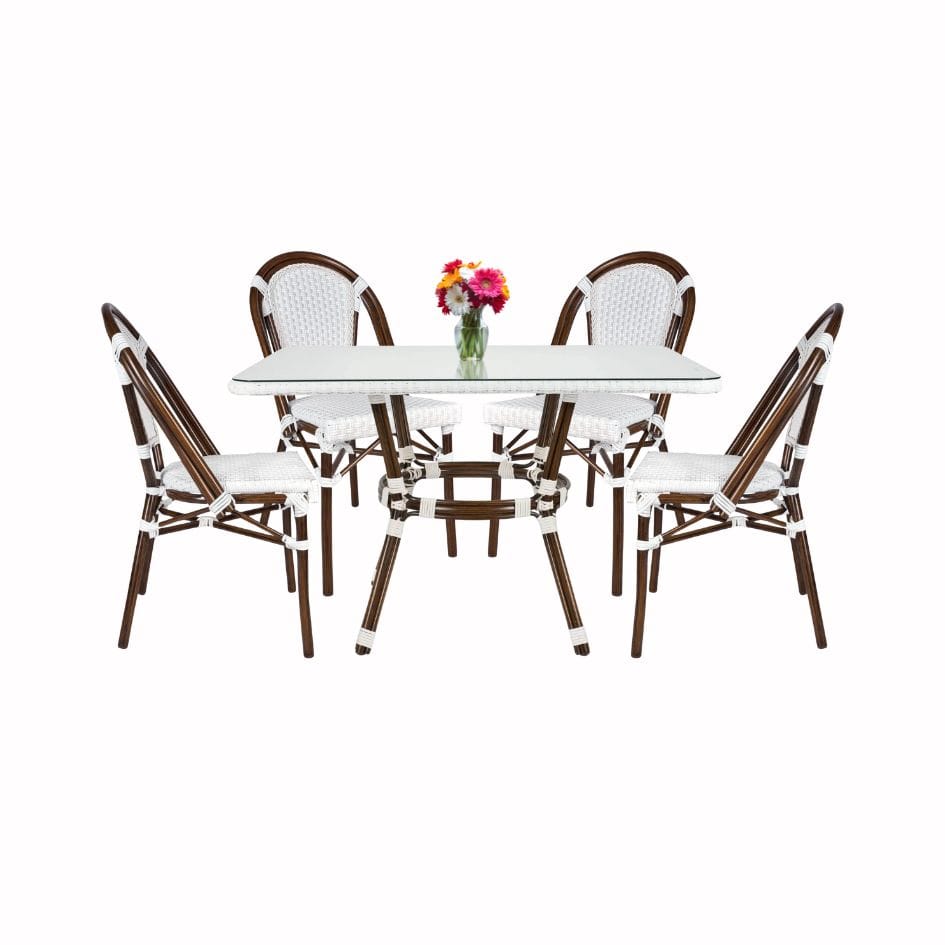 White French Bistro Set Includes 48″ x 36″ Table and 4 Chairs | Rental