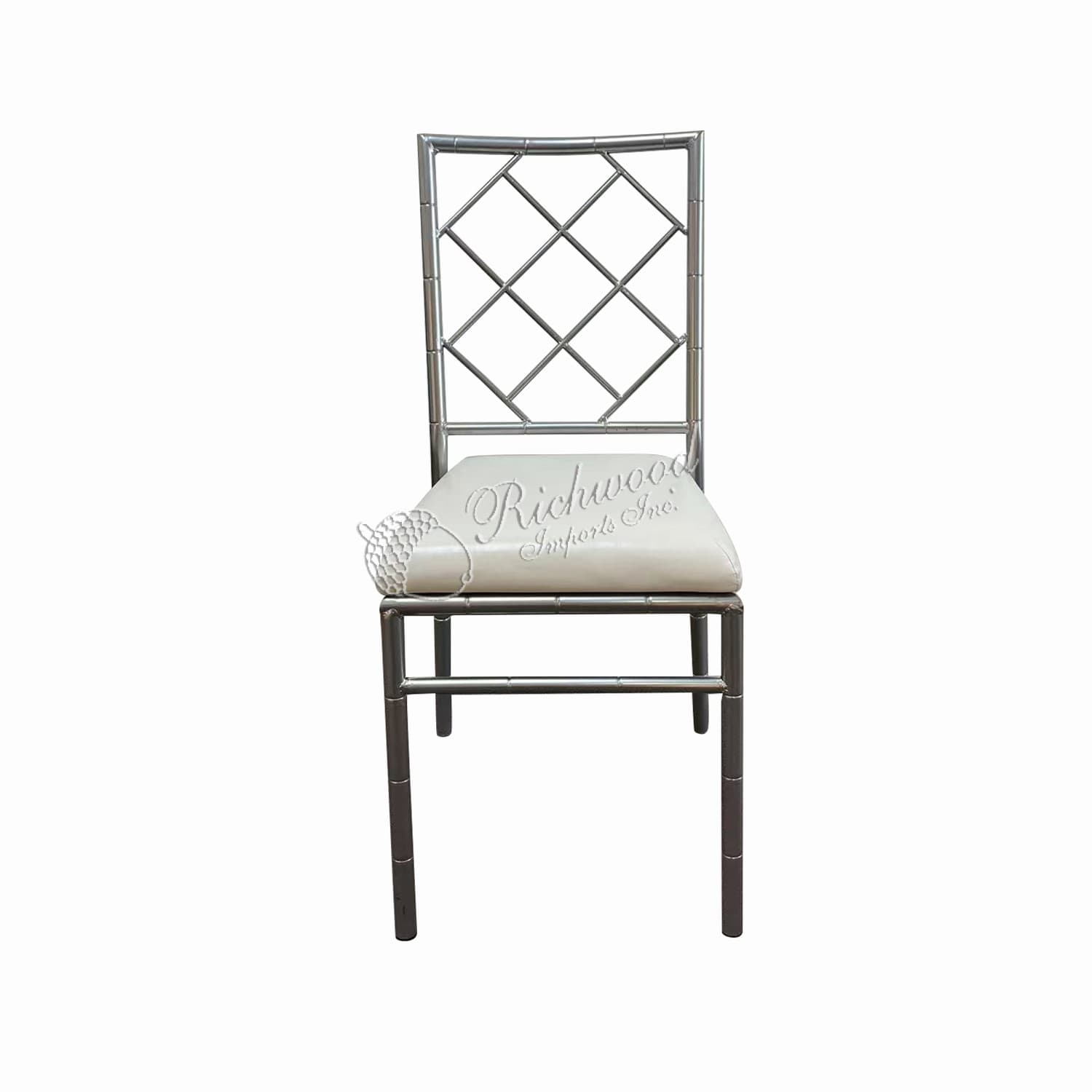 H&H CHAIR – H&H Banquet Metal Chairs, Silver w/ Ivory Vinyl | Rental