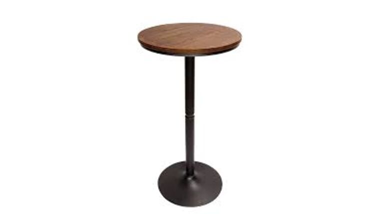 VILAVITA Round Bar Height Bistro Pub Table – Natural Wood Top, Heavy Metal Frame, 21.7 Inch Top, 40.5 Inch Height : Home & Kitchen | Rental