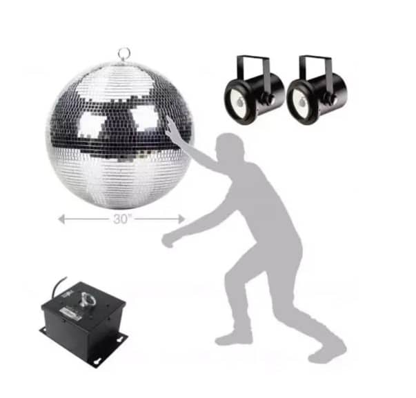 30″ Round Disco Mirror Ball Package – Silver | Rental