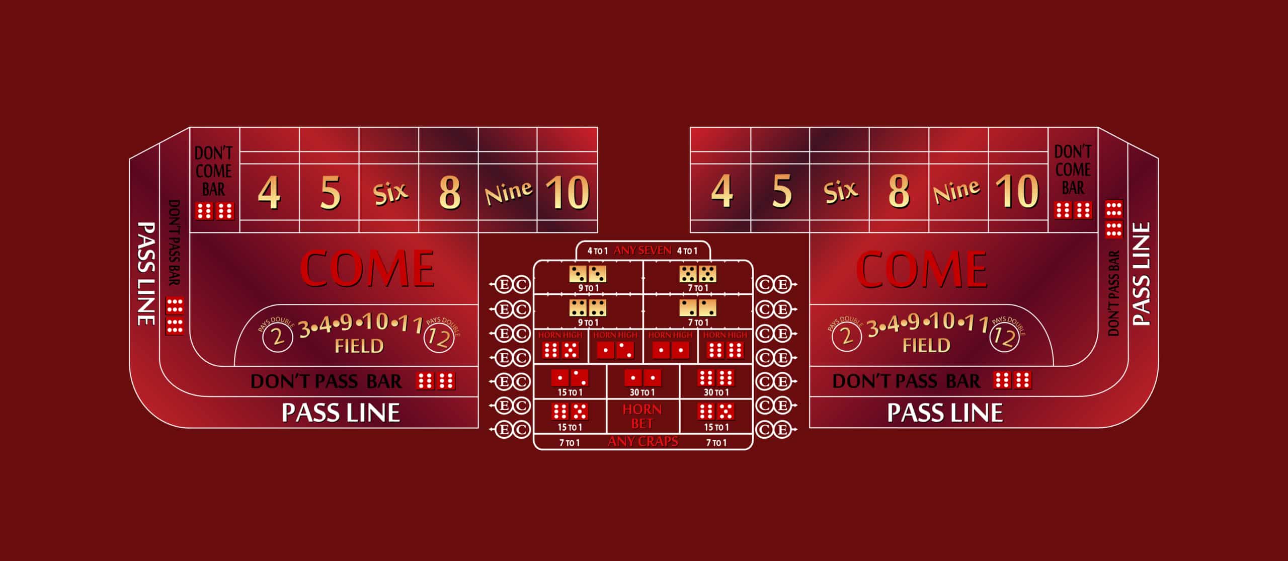 Part – 10′ Burgundy Craps Casino Game Table Only | Rental Part – 10′ Burgundy Craps Casino Game Table Only | Rental