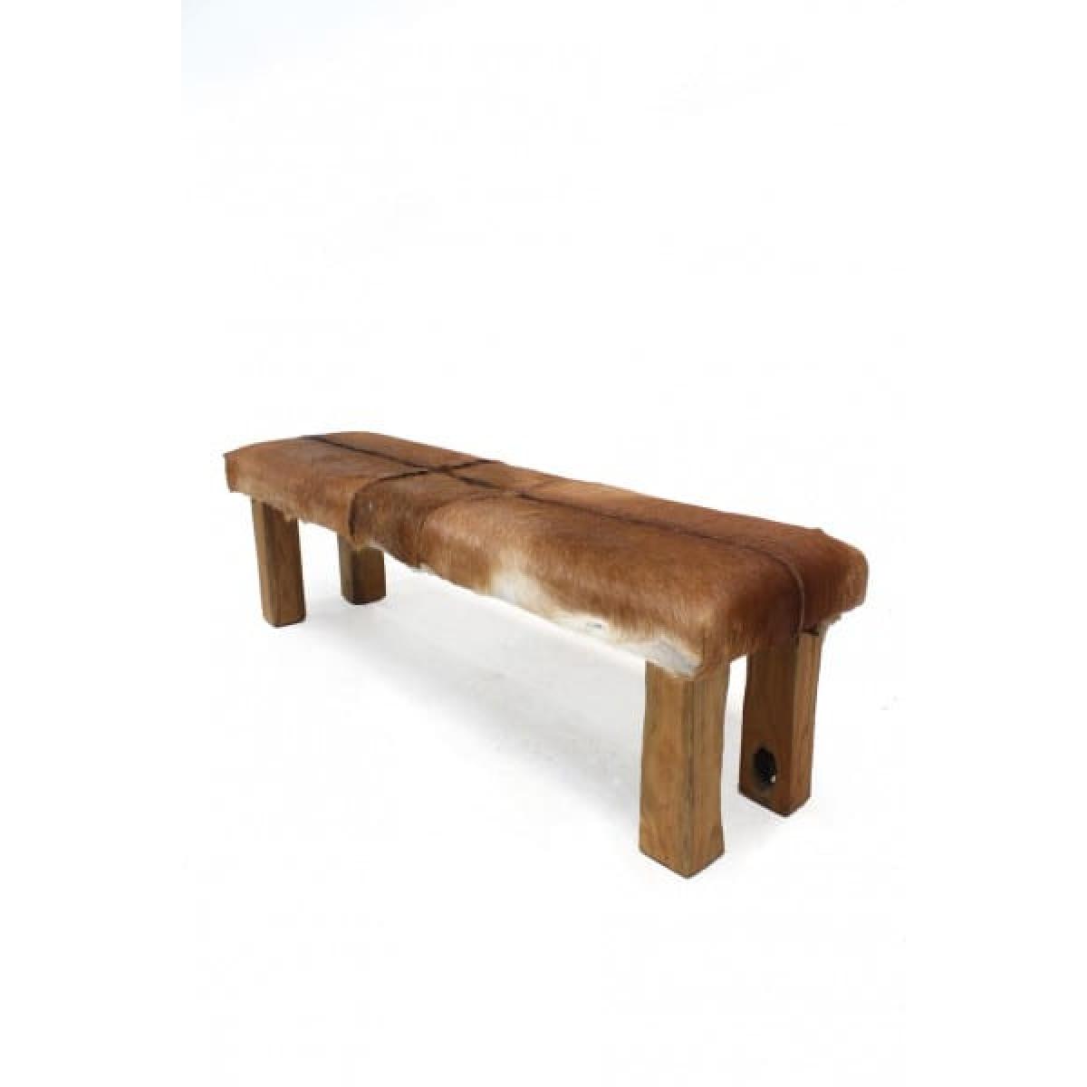 Rustic Goat Skin Bench – Medium | Rental
